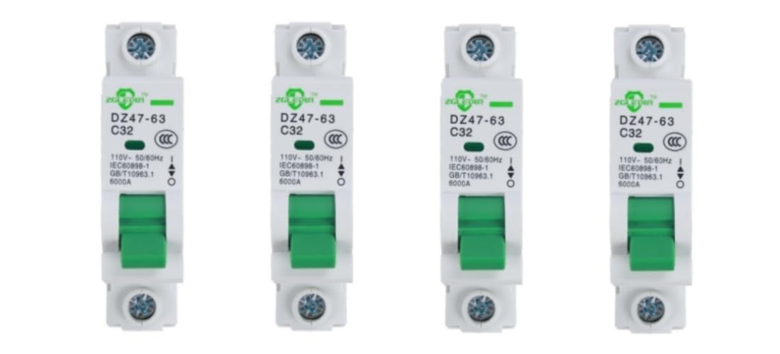 Miniature Circuit Breaker - 4 Pcs 110V/240V MCB Din Rail DZ47-63 Mini Home Circuit Breaker 1 Pole 32A, AC Solar MCB