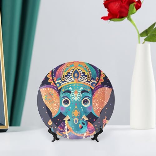 Plato decorativo de cerámica POLESVBM de 15,2 cm con soporte para mesa 7