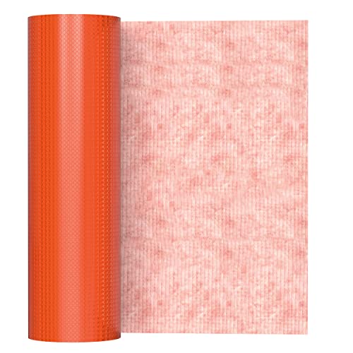 Houseables Uncoupling Membrane 1/8" Thick, 3.3 ft x 98.5 ft / 323 Square Feet, Underlayment for Laminate Flooring, Orange, Polyurethane, Wood, Vinyl, Waterproofing, Vapor Barrier, Crack Isolation