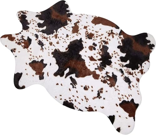 Image of MACEVIA Cow Print Rug Faux Cowhide Rugs Cute Animal Area Carpet Western Decor for Living Room Bedroom with Anti-Slip Rubber Large Size 59" L x 47.2" W(4.9ft x 3.9ft)