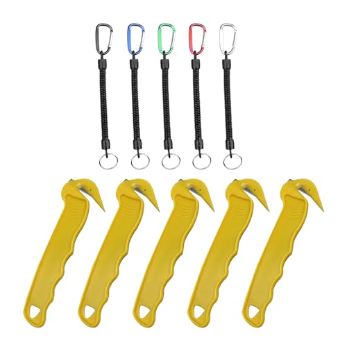 FunnAura 5 Pcs Box Cutter for Work, Utility Warehouse Box Opener with 5 Anti Lost Ropes