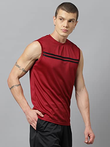 Image of ATICX Men's Polyester Sports Sleeveless T Shirt - Gym Vest, Workout Sando, Training Tank Top, Cut Sleeves Quick Dry Tee for Running, Swimming, Badminton, Fitness & Sports