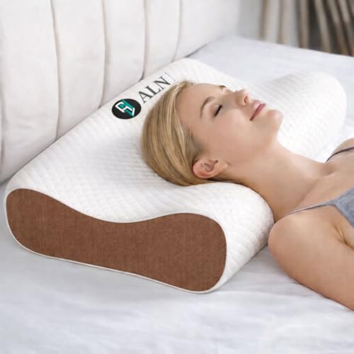 Image of ALN Premium Memory Foam Orthopedic Cervical Pillow for Sleeping, Standard Size - 19x12x3.5 | 2-Year Warranty |Neck & Shoulder Pain Relief |Improves Posture & Spinal Alignment |Contour Cervical Pillow