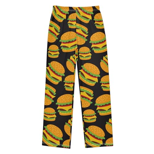 ZZKKO Hamburger Black Boys Pants for Kids Jogger Pants with Pockets S-XL