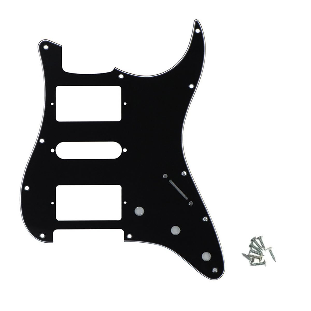 ROZILO Strat HSH Pickguard Pick Guard Scratch Plate with Screws for American/Mexican Standard Strat Modern Style Guitar Replacement Black 3Ply