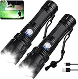 MILAOSHU Rechargeable Flashlights 90,000 High Lumens - 2 Pack, Super Bright LED Flash Light with 5 Modes, 12 Hour Brightest Waterproof Handheld Flashlight for Home, Camping