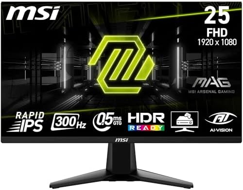 MSI 24.5 MAG 255XF, Gaming Monitör, FHD, 16:9 Flat, IPS, 300HZ, 0.5ms (GTG), Adaptive-Sync - Görsel 1