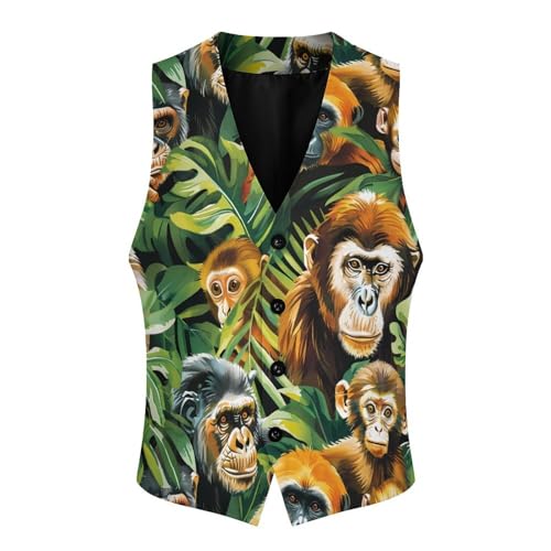 Tropical Monkey Novelty Men's Suit Vest Funny Formal Dress Vests Business Waistcoat3