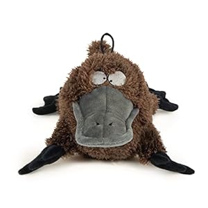 TrustyPup Strong ‘N Silent Platypus Silent Squeak Plush Dog Toy, Chew Guard Technology – Brown, Large