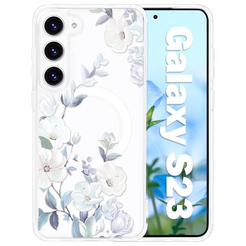 Coque magnétique S23 antichoc fine et transparente fleur