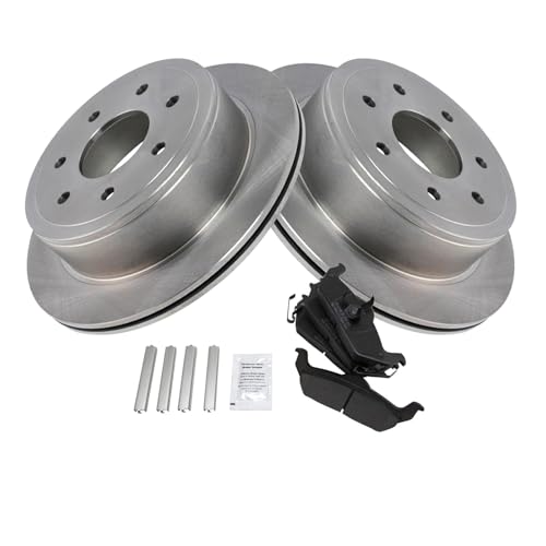 Image of TRQ Rear Brake Pad and Rotor Set Semi Metallic Rotors Compatible with 2004-2011 Ford F-150