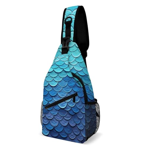 Bolso Cruzado Deportivo Azul Estilo Escama de Sirena miniatura 1