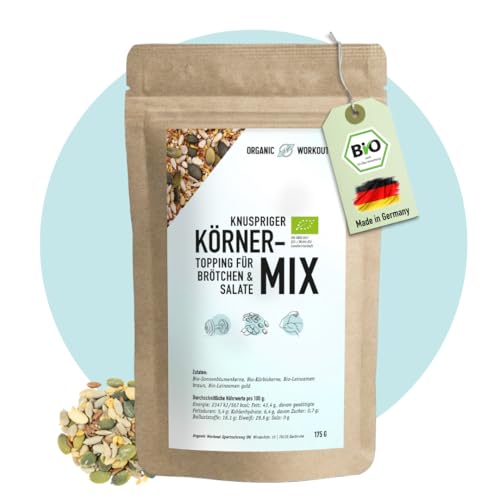 Bio Körner-Mix – Ballaststoffreich, Proteinreich & Vegan | Mit Sonnenblumenkernen, Kürbiskernen & Leinsamen | Knuspriges Topping für Brot, Bowls, Müsli & Salat (1 er, Körner-Mix)