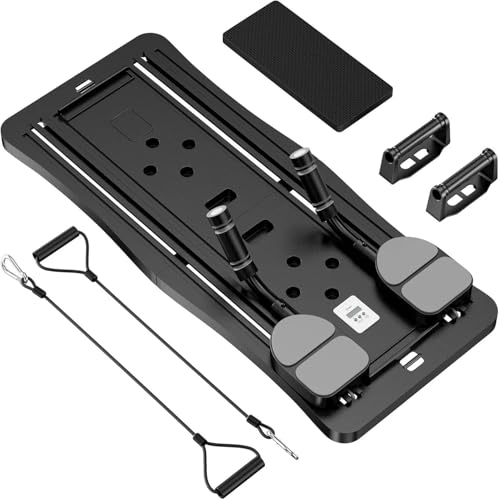 Fousenuk Maquina Pilates para Casa con Temporizador, Reformer Pilates Maquina, Maquina Pilates, Tabla Pilates Multifuncional, Tabla de Pilates Plegable para Entrenamientos de Cuerpo Completo(Negro)