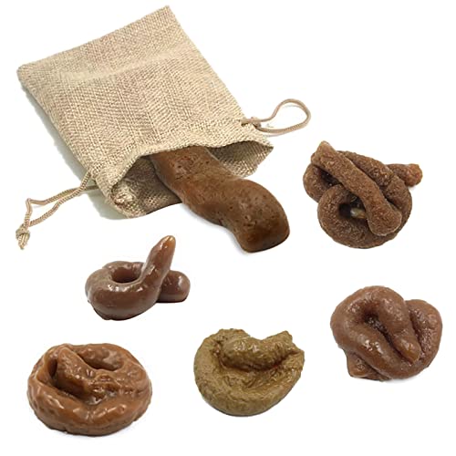 6 pieces real fake poo novelty floating fake poo toy, April Fool's Day prank, Gag Toys，cat fake poo, Fake shit, many shapes animal poo.（Brown）