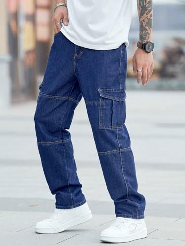 Image of Men Loose Fit Men's Flip Pocket Cargo || Mens Stylish Cotton Loose Fit Denim Jeans || Multi-Pocket Styling || Perfect for Casual Fashion || Comfortable Classic Men's Outerwear (MDJ-3)