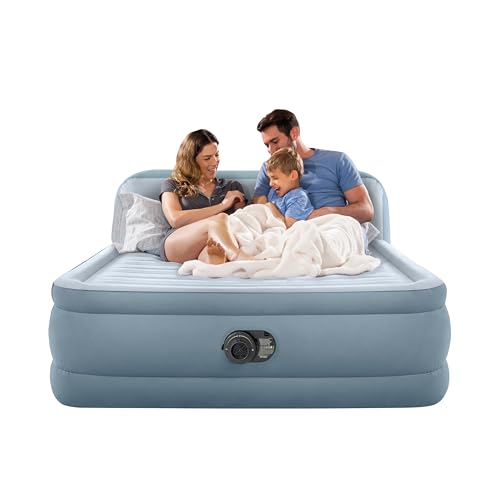 Intex 64449ED Dura-Beam Deluxe Plush Air Mattress with Headboard...