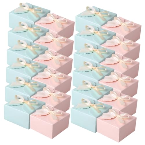 BELLIFFY 24個 小型正方形 ボックス 紙製包装箱 耐久軽量 紙素材 手作り 結婚式 誕生日 パーティー 収納用