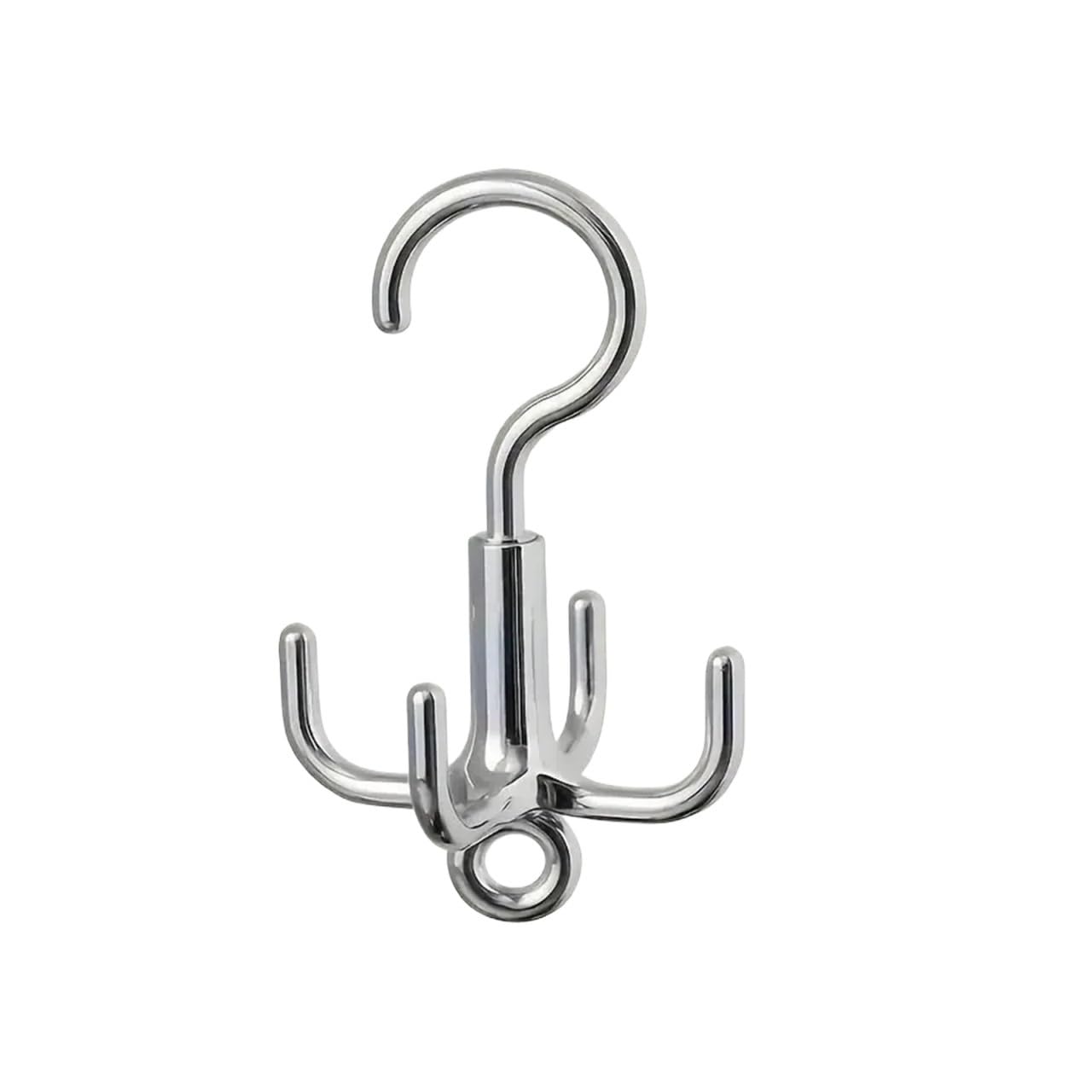 YCENJEPSAZ 1Pc Multifunctional Rotating Clothes Hook, Punch Free 4-Claw Rotation Coat Hanger, Belt Organizer, Scarf Storage Rack, Wardrobe