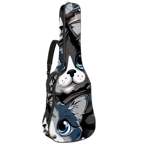 Sac de transport pour guitare acoustique élégant imprimé chat noir imperméable