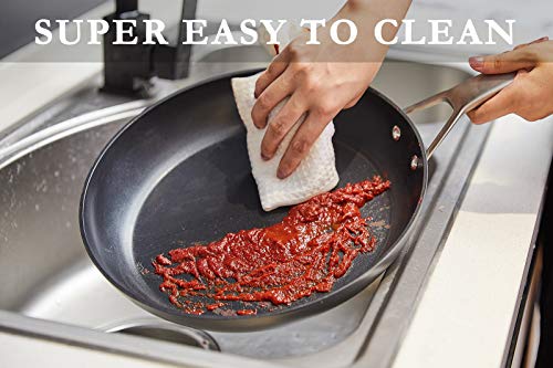 Frying Pan with Lid, MSMK 12\" Large Nonstick Pan Egg Skillet, Induction Compatible, Oven Safe, Dishwasher Safe Cookware For Egg, Pancake, Waffle, Omlette, Burger, Fish, Chicken, Bacon, Steak