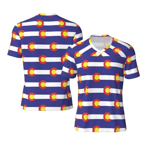 Stylish Athletic Sports Jersey Colorado-Flag-Proud Men's Rugby Jersey 4X-Large