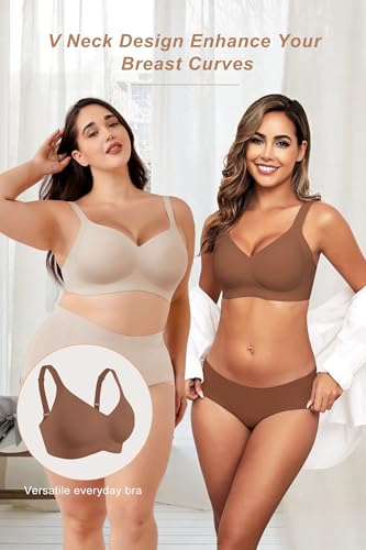 Image of HORISUN Wireless Bras for Women Soft Comfortable No Underwire T Shirt Bra Seamless Full Coverage Bras with Support