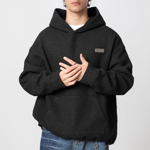 Men's Heavy Knit Slim Fit Hoodie Winter Warm Pullover Sweatshirt Elegant Woven Jacket Style Casual Outwear for2