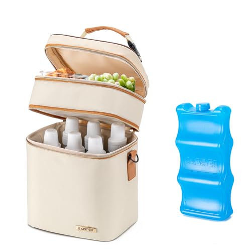 Image of BABEYER Breastmilk Cooler Bag with Ice Pack Fits 6 Baby Bottles Up to 9 Ounce