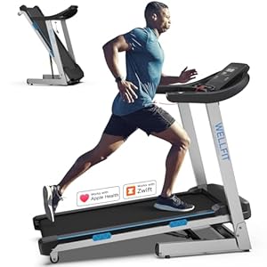 WELLFIT 15 Auto Incline Treadmills 350+lbs Capacity Foldable Smart Voice Control, Works with KINOMAP Apple Health, 95% Assembled|BPM Monitor|Music Player|Online Coaching, Heavyduty Treadmill for Home