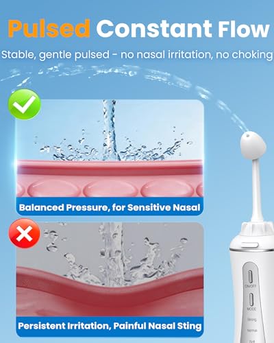 Image of 350ML Neti Pot Sinus Rinse Kit, Nasal Irrigation System (Premium) | 5 Modes, 4 Nozzles, Cordless Rechargeable, IPX7 Waterproof, Nose Cleaner for Sinus Relief