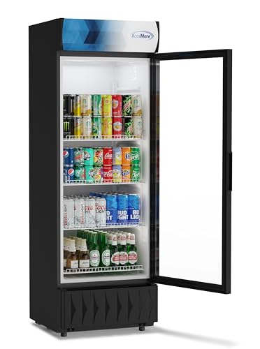 Image of KoolMore 24 in. 12 cu. ft. Commercial One Glass Door Beverage Display Merchandiser Refrigerator Cooler, ETL Listed in Black