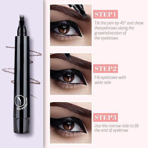 Image of Eyebrow Pencil, Waterproof Microblading Eyebrow Pencil with a Micro-Fork Tip Applicator Creates Black Fine Sketch Liquid Eye Brow Tattoo Tint Pen (Eyebrow Pencil & Eyeliner)