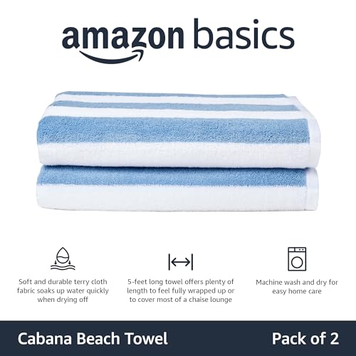 Amazon Basics CBSTSKBLUE Sky Blue Cabana Stripe Pool & Beach Towel thumb #1