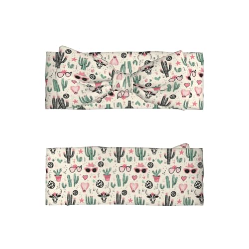 Western Cactus 1 Print Baby Girl Bows Headbands Baby Girls Newborn Headbands Infant Toddlers 0-6 Months2
