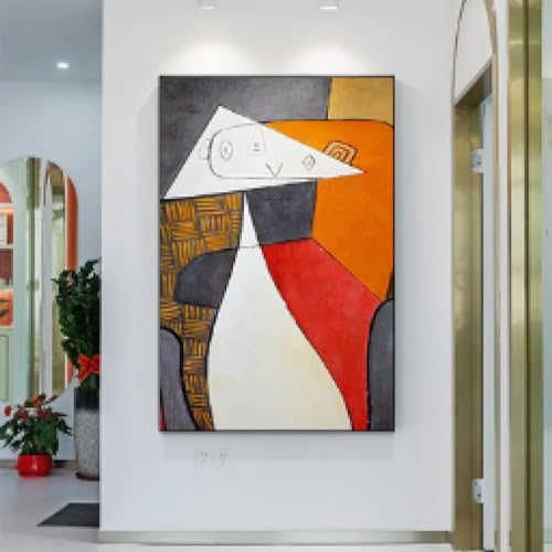 Picasso Wall Art - Escandinavo Moderno Abstracto Famoso HD Lienzo Impresiones Hogar Dormitorio Sala Decoración 60x115cm/24x45inch Con-Marco Negro