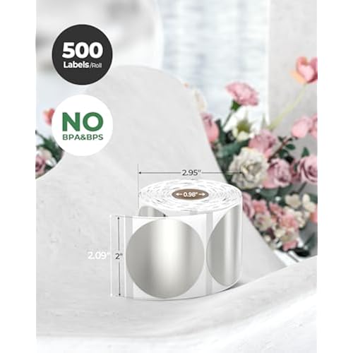 2 Inch Sliver Round Thermal Sticker Labels, Printable
