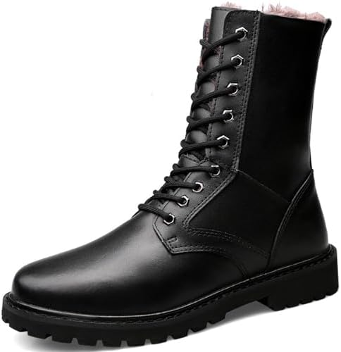 Military 軍 Boots leather 26.5〜27 PPXID Men's Big Size Leather Lace-Up Mid Calf Combat Boots