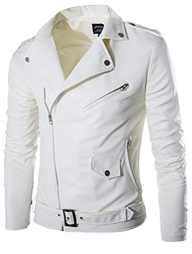 KJHSDNN Cazadora Hombre de Cuero con Cremallera Clásico Negro Cover