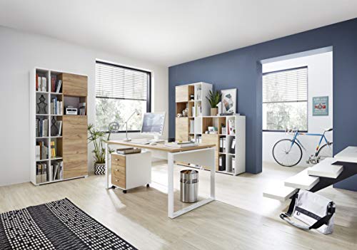 Germania Rollcontainer GW-Liono 4151 | In Weiss und Navarra Eiche | 40 x 57 x 49 cm - 4005949415171 Germania Rollcontainer GW-Liono 4151 | In Weiss und Navarra Eiche | 40 x 57 x 49 cm