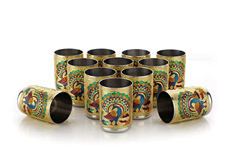 Set de Vasos de Acero Inoxidable NAVRANG Meenakari 12 pcs miniatura 2