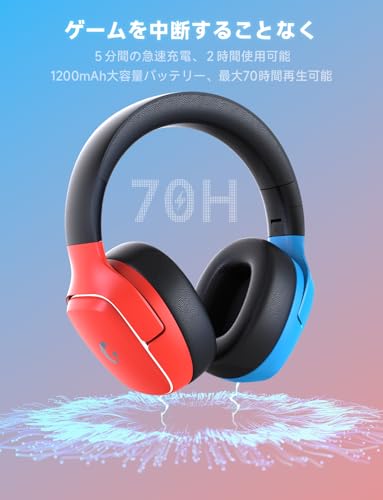 undefined ゲーミングヘッドセット switch ヘッドセット 【2.4G USB/Type-cアダプター/Bluetooth 5.3/有線】 4WAY接続 <20ms超低遅延ゲームヘッドセット アクティブノイズキャンセリング / 50MMドライバー立体音響 / RGB ライト/最大約70時間バッテリー / 急速充電/マイク付き pc ps5 ps4 xboxone switch対応 (レッドブルー) の商品画像 6
