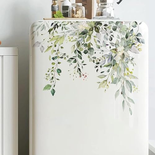 Grüne Pflanze Blätter Blumen Toilettensitz Deckel Aufkleber Selbstklebend Badezimmer Wandaufkleber Grünes Blatt Floral Toilettendeckel Abziehbilder DIY Abnehmbare wasserdichte Aufkleber für Badezimmer