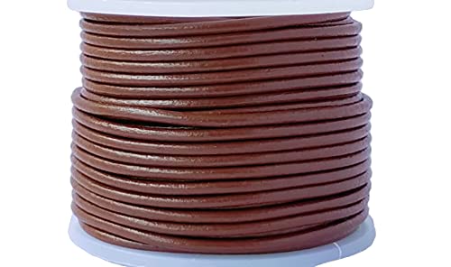 Cords Essentials Round Genuine Leather String Cord, Rope for Jewelry Making Necklaces, Bracelets, Kumihimo Braiding, Wraps