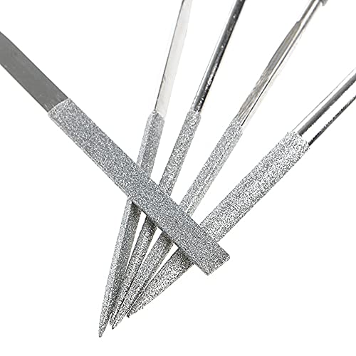 Mesee 10 Stück Mini Diamantfeile, 2 x 100mm Micro Diamond Feilen Set, Metall Diamantnadelfeilen-Set, Titan-Coated Diamant Nadelfeile Set für Metall Glas Keramik Schmuck Carving Modellbau Metall DIY