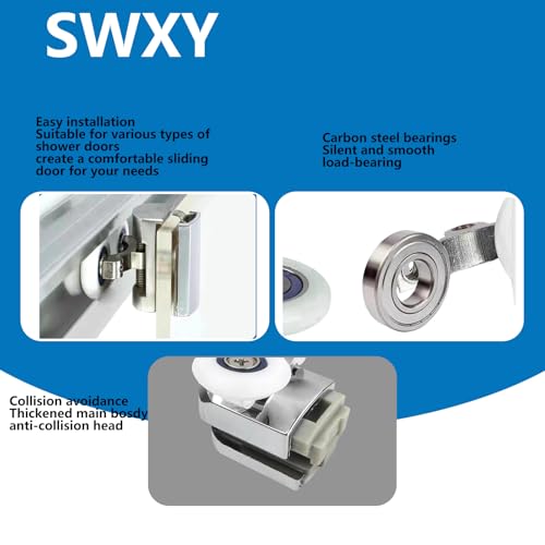 Image of 23mm Shower Door Roller 6Pcs Shower Door Rollers Replacement with Anti Collision Block and Screws for 4-6mm Glass Door
