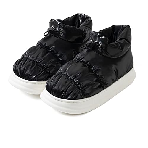 Zapatillas unisex de invierno de algodón cálido ligero fondo grueso, zapatillas de casa impermeables de plumón talón envuelven zapatillas, azul, 44 EU