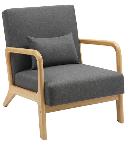 CLP Fauteuil Relax Hibbing I Rembourré en Tissu I Structure en Bois d'Hévéa I Pour Le Salon et La Chambre à Coucher, Couleur: Gris Foncé