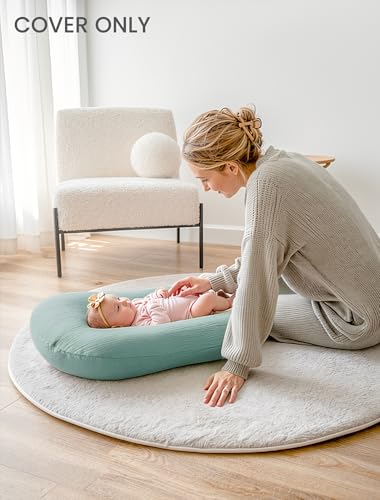 Image of Termichy Baby Lounger Cover Muslin: Soft Cotton Slipcover for Snuggle Me Lounger - Removable & Machine Washable for Daily Use - Zipper-Free & Skin-Friendly for Newborn Girls and Boys