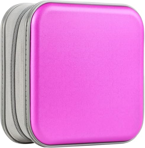 UENTIP CD DVD Case Hard Plastic Portable Travel DVD Case Protective Zipper CD Case Holder Car Storage Wallet Bag (Purple 48 Capacity)